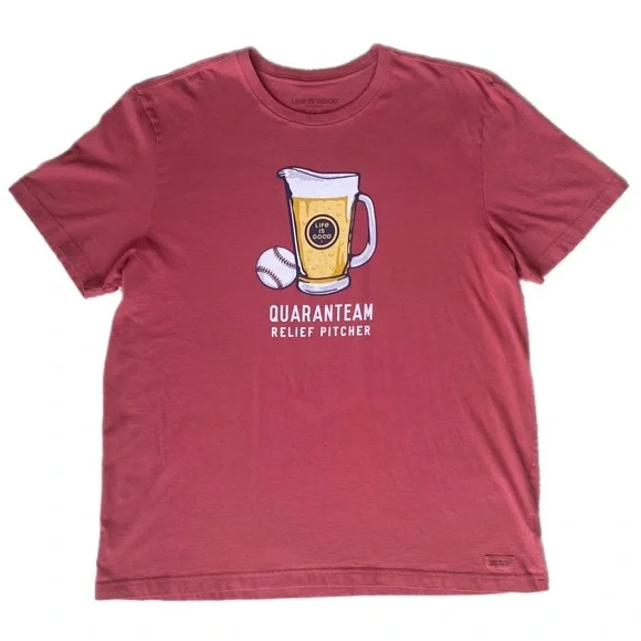 Life is Good Quarantine Relief Pitcher Crusher Tee Shirt Men’s Size XXL Cotton - Picture 7 of 7